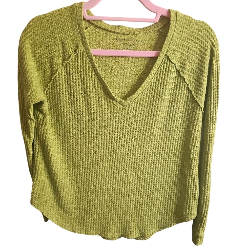 American Eagle Soft And Sexy Plush Green Knit Top Size XS
